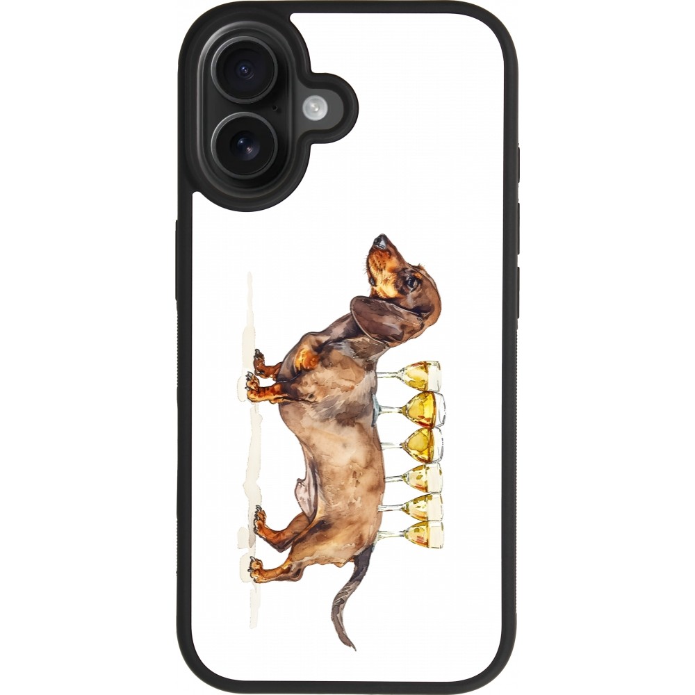 Coque iPhone 17 - Silicone rigide noir Wine Teckel