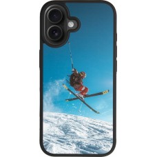 Coque iPhone 17 - Silicone rigide noir Winter 22 Ski Jump