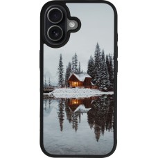 iPhone 17 Case Hülle - Silikon schwarz Winter 25 Winter house forest afternoon