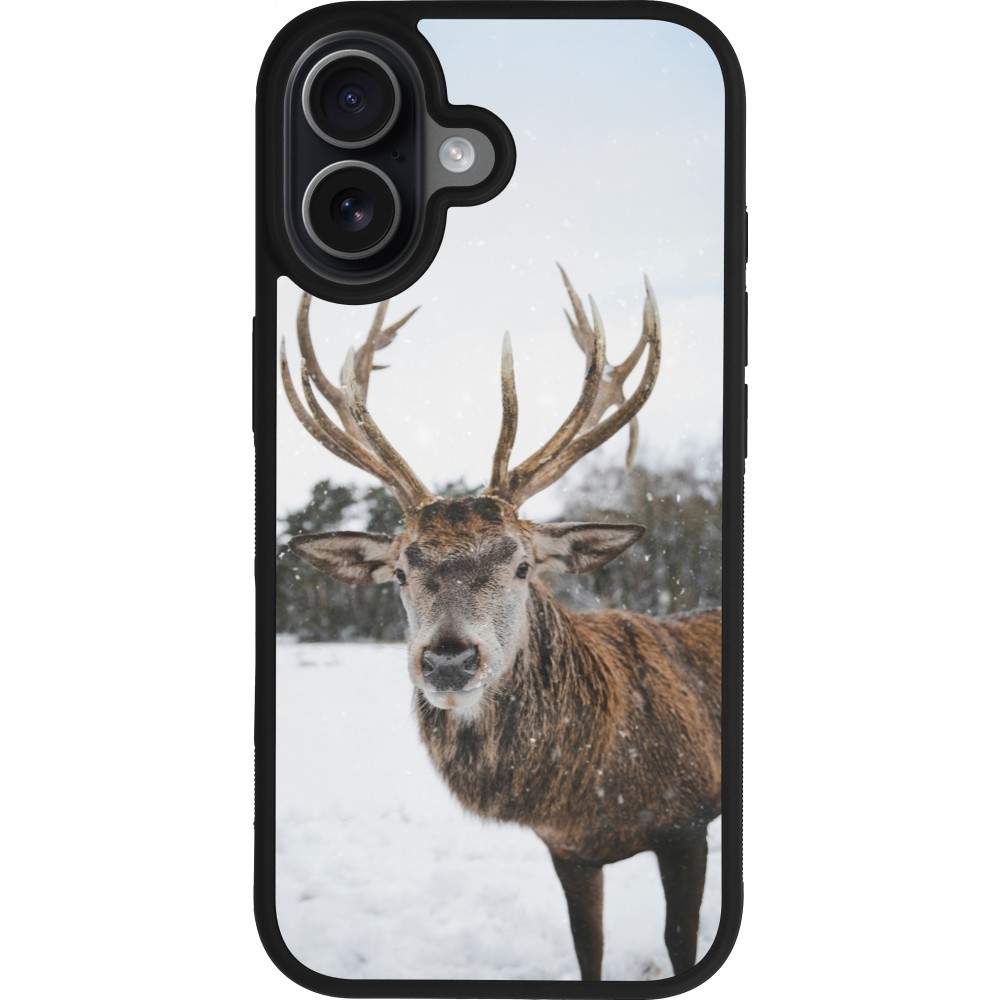 Coque iPhone 17 - Silicone rigide noir Winter 25 Winter reindeer