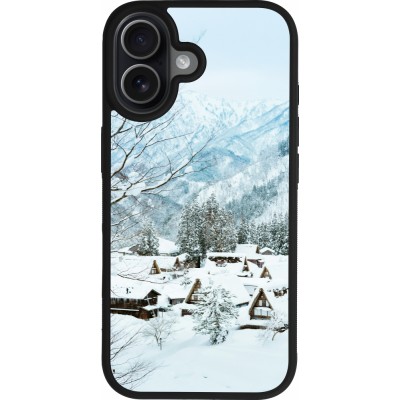 Coque iPhone 17 - Silicone rigide noir Winter 25 Winter snowy landscape