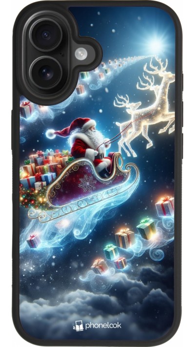 Coque iPhone 17 - Silicone rigide noir Noël 2023 Père Noël enchanté