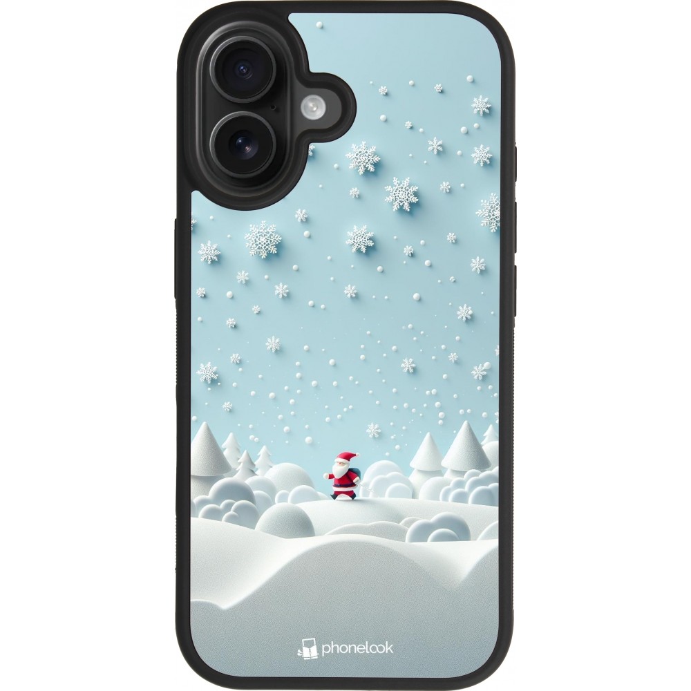 Coque iPhone 17 - Silicone rigide noir Noël 2023 Petit Père Flocon