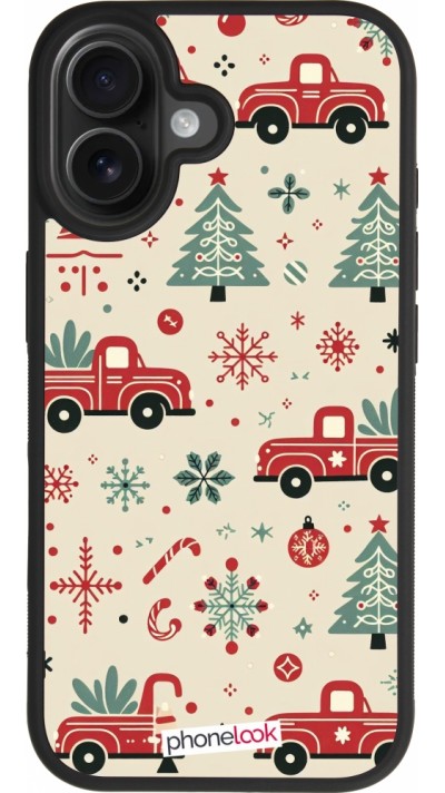 Coque iPhone 17 - Silicone rigide noir Noël 2024 Camion Sapin