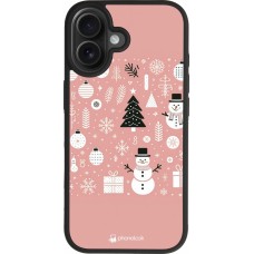 iPhone 17 Case Hülle - Silikon schwarz Weihnachten 2024 Rose Schneemann Weihnachten