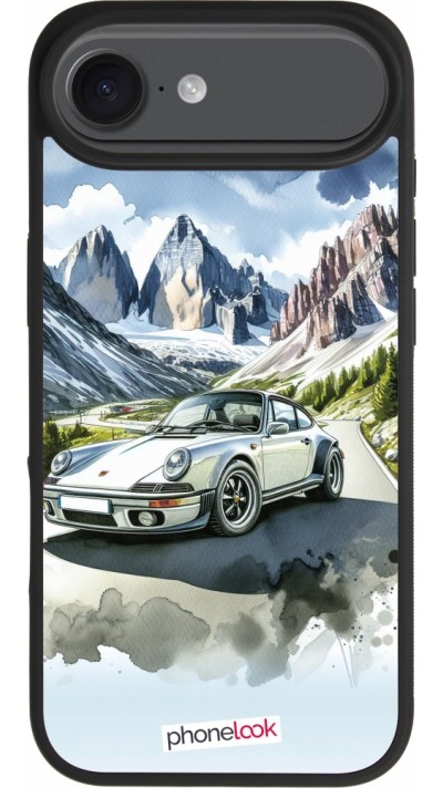 Coque iPhone Air - Silicone rigide noir Porsche 911 Mountain Watercolor