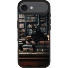 iPhone Air Case Hülle - Silikon schwarz Katze Bücher dunkel