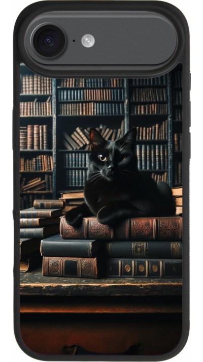 iPhone Air Case Hülle - Silikon schwarz Katze Bücher dunkel