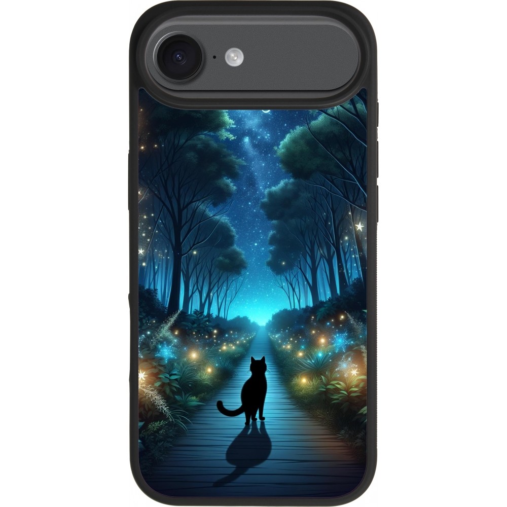 iPhone Air Case Hülle - Silikon schwarz Schwarze Katze Spaziergang
