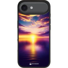 Coque iPhone Air - Silicone rigide noir Coucher soleil jaune violet