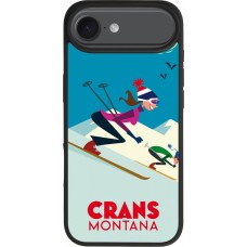 Coque iPhone Air - Silicone rigide noir Crans-Montana Ski Downhill