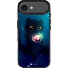 Coque iPhone Air - Silicone rigide noir Cute Cat Bubble