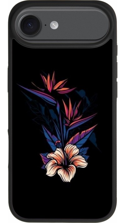 iPhone Air Case Hülle - Silikon schwarz Dark Flowers