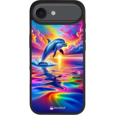 iPhone Air Case Hülle - Silikon schwarz Glücklicher Regenbogen-Delfin