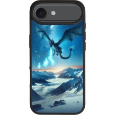 Coque iPhone Air - Silicone rigide noir Dragon nocturne montagne
