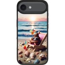 iPhone Air Case Hülle - Silikon schwarz Kackhaufen Emoji auf Liegestuhl