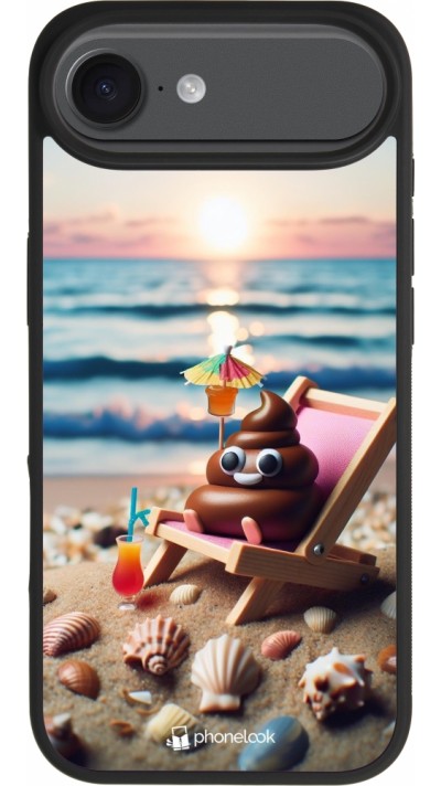 iPhone Air Case Hülle - Silikon schwarz Kackhaufen Emoji auf Liegestuhl