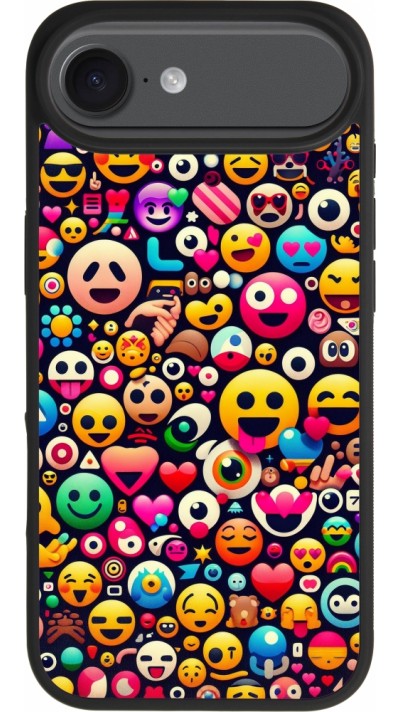 iPhone Air Case Hülle - Silikon schwarz Emoji Mix Farbe