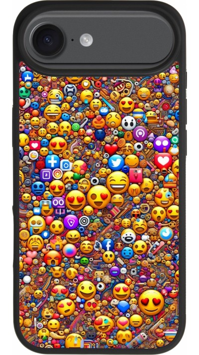iPhone Air Case Hülle - Silikon schwarz Emoji gemischt