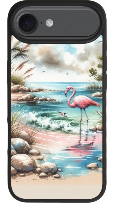 iPhone Air Case Hülle - Silikon schwarz Flamingo Aquarell