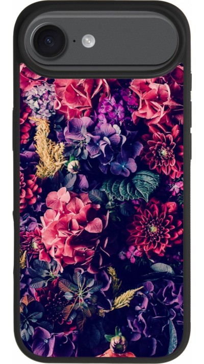 iPhone Air Case Hülle - Silikon schwarz Flowers Dark
