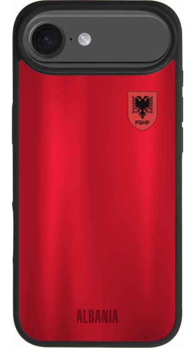 Coque iPhone Air - Silicone rigide noir Maillot de football Albanie personnalisable