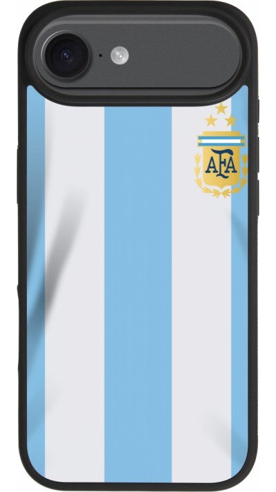 Coque iPhone Air - Silicone rigide noir Maillot de football Argentine 2022 personnalisable