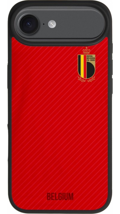 Coque iPhone Air - Silicone rigide noir Maillot de football Belgique 2022 personnalisable