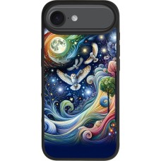 iPhone Air Case Hülle - Silikon schwarz Fliegender Blumen-Eule