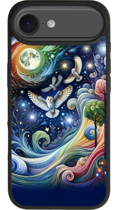 iPhone Air Case Hülle - Silikon schwarz Fliegender Blumen-Eule