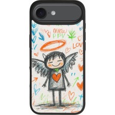 Coque iPhone Air - Silicone rigide noir Little Angel Sketch Love