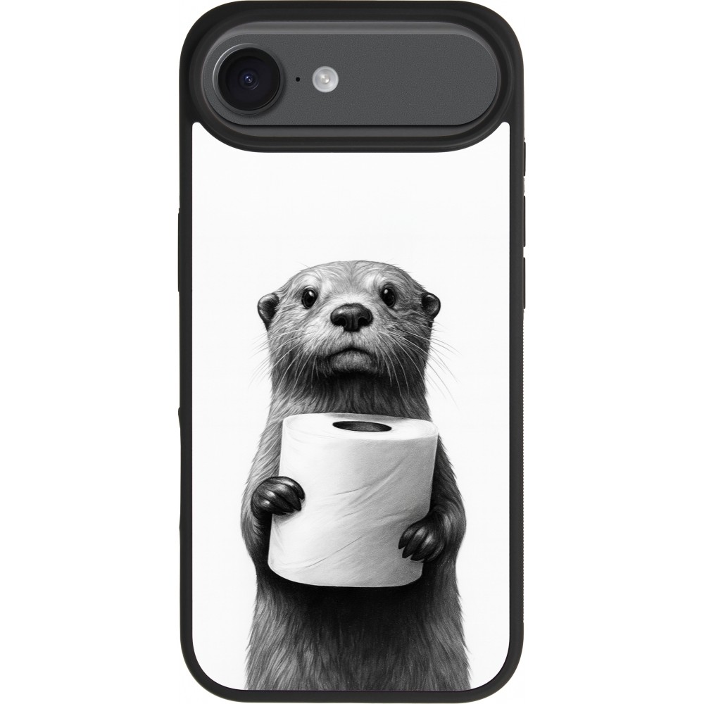 iPhone Air Case Hülle - Silikon schwarz Otter Toilettenpapier