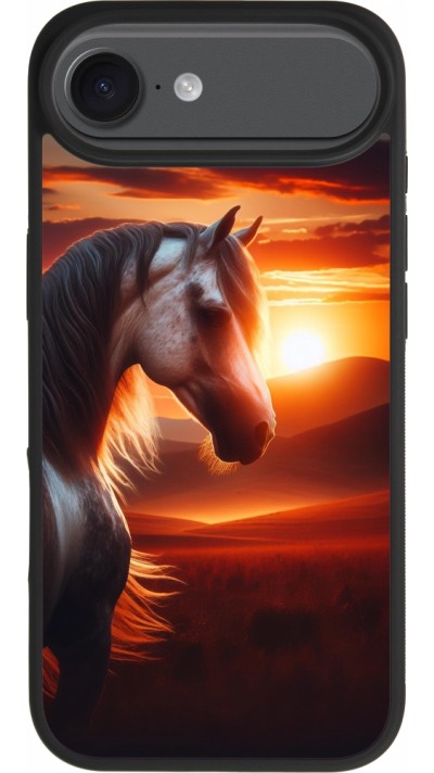 iPhone Air Case Hülle - Silikon schwarz Majestätischer Sonnenuntergang Pferd