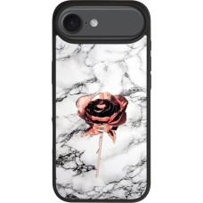 Coque iPhone Air - Silicone rigide noir Marble Rose Gold