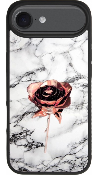 iPhone Air Case Hülle - Silikon schwarz Marble Rose Gold