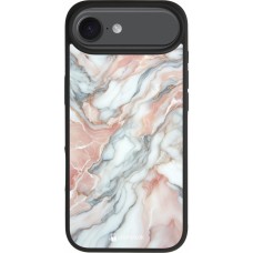 Coque iPhone Air - Silicone rigide noir Marbre Rose Lumineux