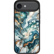 Coque iPhone Air - Silicone rigide noir Marbre Vert Bleu Doré