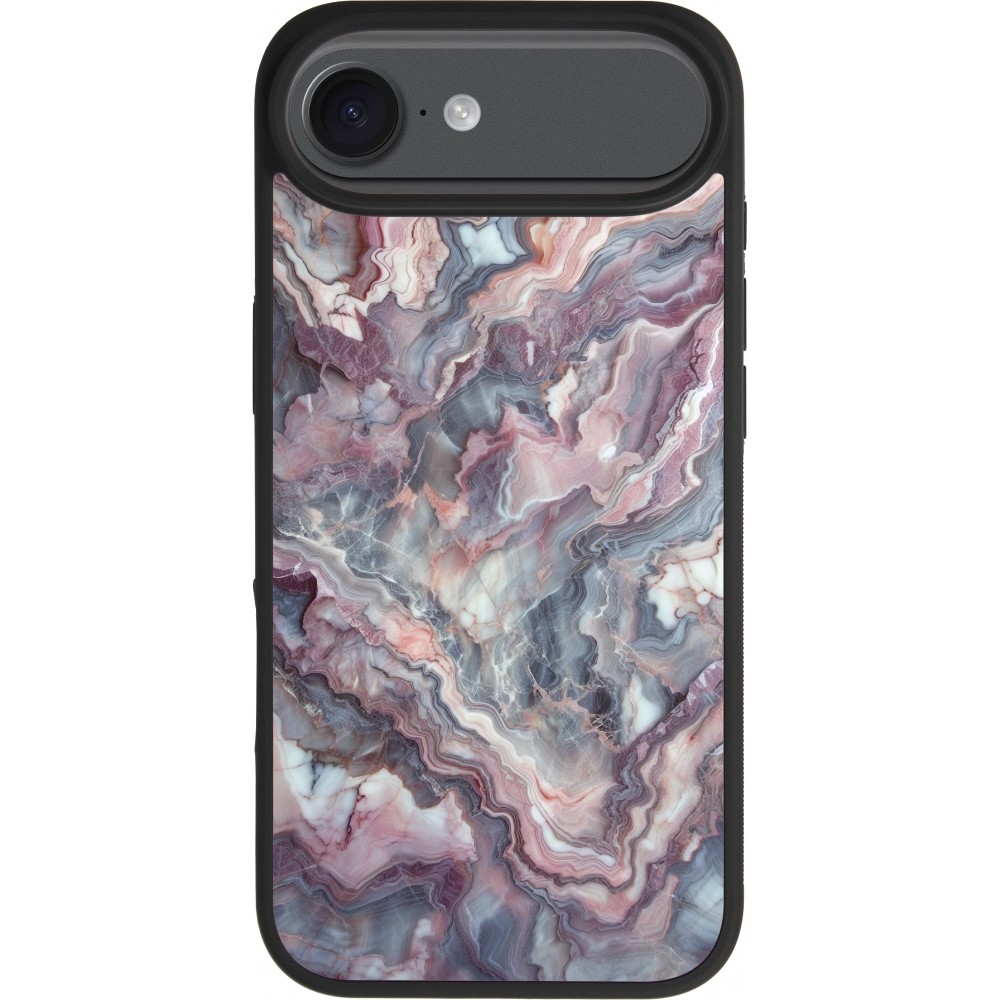 iPhone 17 Air Case Hülle - Silikon schwarz Violetter silberner Marmor