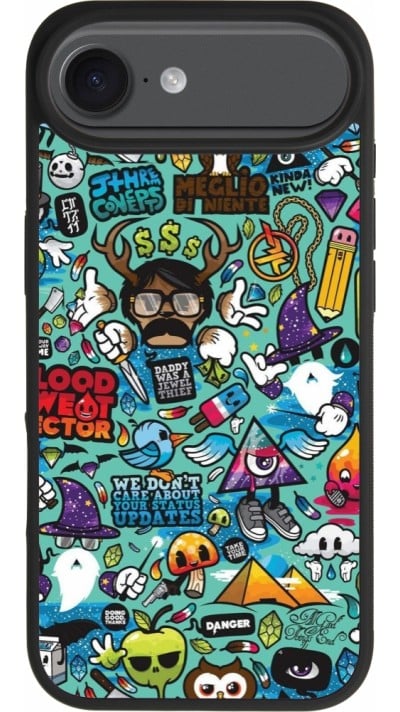 iPhone Air Case Hülle - Silikon schwarz Mixed Cartoons Turquoise