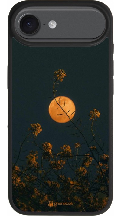 Coque iPhone Air - Silicone rigide noir Moon Flowers