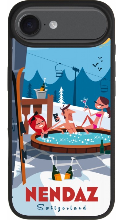 Coque iPhone Air - Silicone rigide noir Nendaz Mountain Jacuzzi