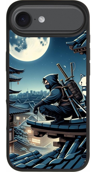 Coque iPhone Air - Silicone rigide noir Ninja sous la lune