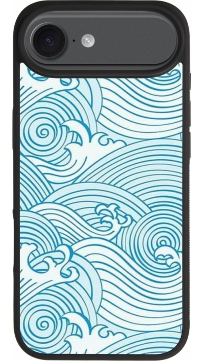 Coque iPhone Air - Silicone rigide noir Ocean Waves