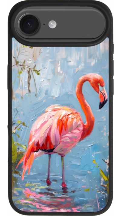 Coque iPhone Air - Silicone rigide noir Paint Flamingo