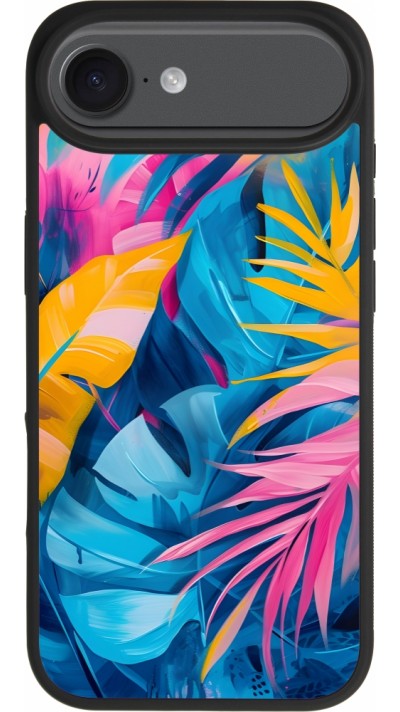 Coque iPhone Air - Silicone rigide noir Palms Blue