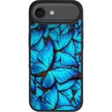 Coque iPhone Air - Silicone rigide noir Papillon bleu