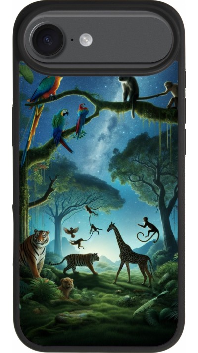 Coque iPhone Air - Silicone rigide noir Paradis des animaux exotiques