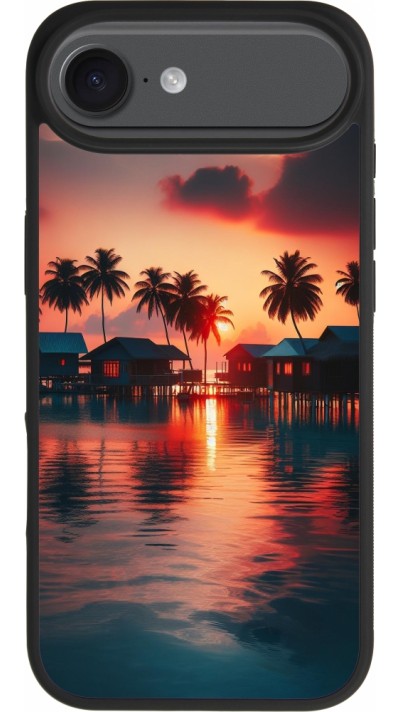 Coque iPhone Air - Silicone rigide noir Paradis Maldives