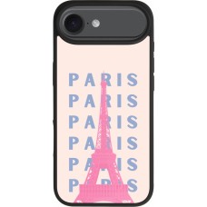Coque iPhone Air - Silicone rigide noir Paris Pink Print