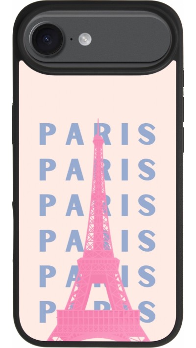 Coque iPhone Air - Silicone rigide noir Paris Pink Print